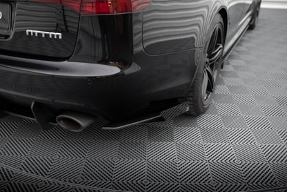 Street Pro Diffusor Flaps passend für Audi RS6 Avant C6 schwarz matt + Hochglanz Flaps