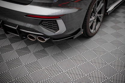 Street Pro Diffusor Flaps passend für Audi S3 Limousine 8Y schwarz matt + Hochglanz Flaps