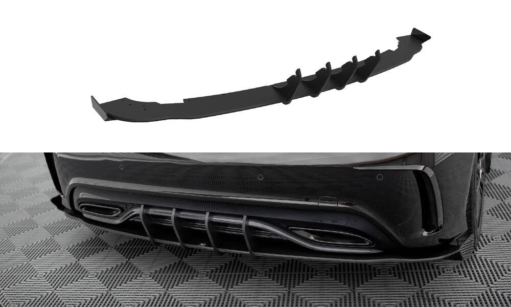 Street Pro Diffusor Flaps passend für Mercedes A AMG-Line W176 FL schwarz matt + Hochglanz Flaps