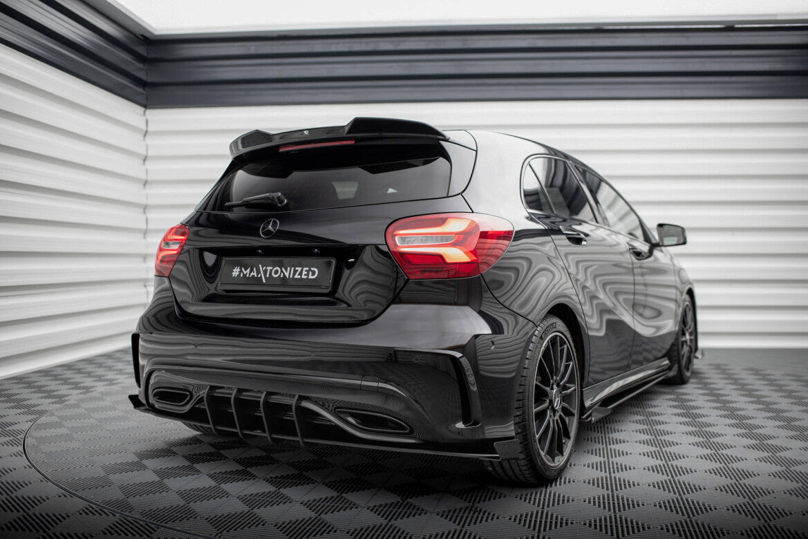 Street Pro Diffusor Flaps passend für Mercedes A AMG-Line W176 FL schwarz matt + Hochglanz Flaps
