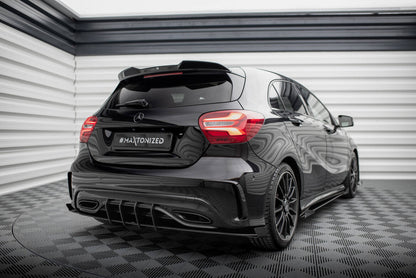 Street Pro Diffusor Flaps passend für Mercedes A AMG-Line W176 FL schwarz matt + Hochglanz Flaps