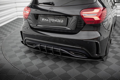 Street Pro Diffusor Flaps passend für Mercedes A AMG-Line W176 FL schwarz matt + Hochglanz Flaps