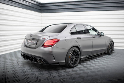 Street Pro Diffusor Flaps passend für Mercedes-AMG C63 Limousine / Kombi W205 FL schwarz matt + Hochglanz Flaps