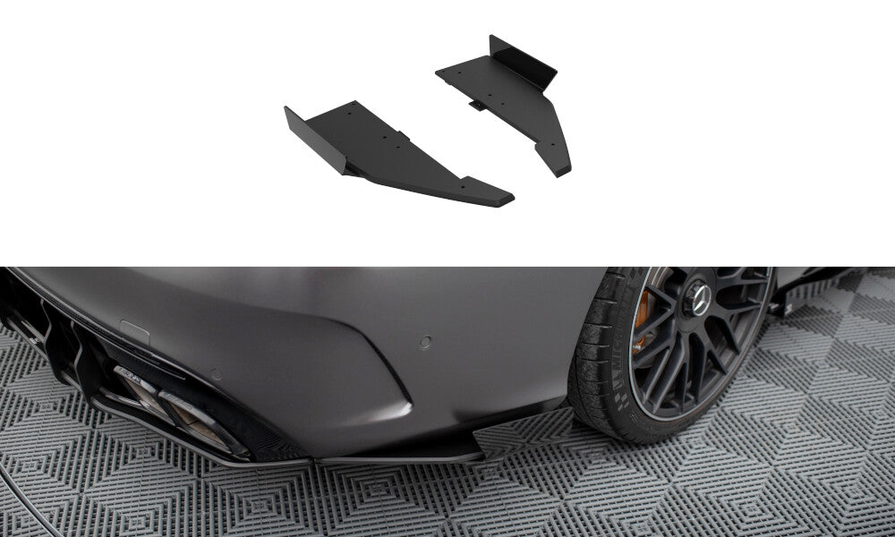 Street Pro Diffusor Flaps passend für Mercedes-AMG C63 Limousine / Kombi W205 FL schwarz matt + Hochglanz Flaps