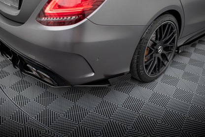 Street Pro Diffusor Flaps passend für Mercedes-AMG C63 Limousine / Kombi W205 FL schwarz matt + Hochglanz Flaps