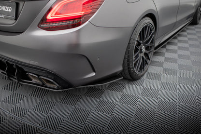Street Pro Diffusor Flaps passend für Mercedes-AMG C63 Limousine / Kombi W205 FL schwarz matt