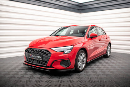 Street Pro Frontlippe passend für Audi A3 8Y schwarz matt + Hochglanz Flaps