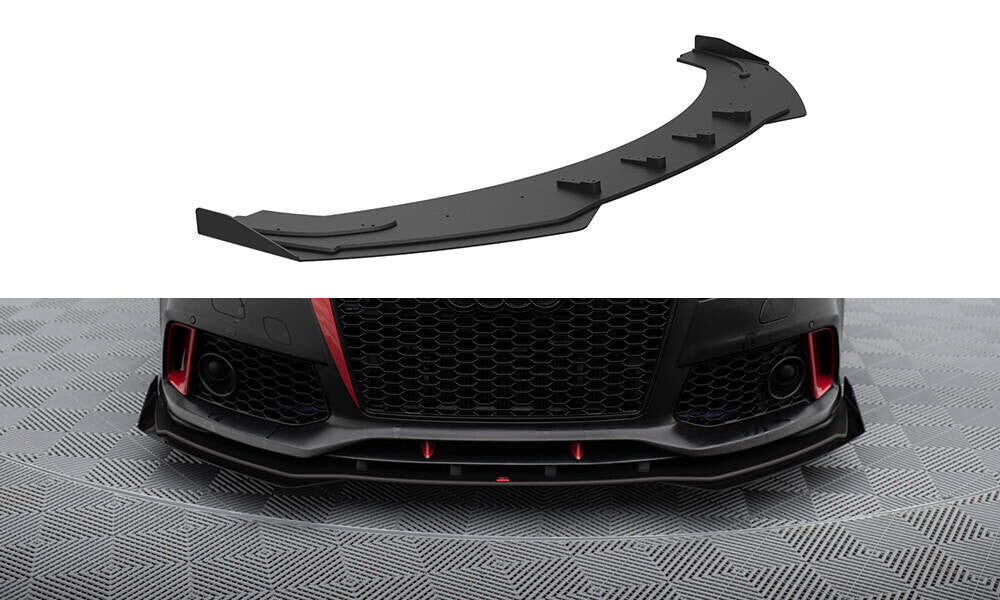 Street Pro Frontlippe passend für Audi A7 RS7 Look C7 schwarz matt + Hochglanz Flaps