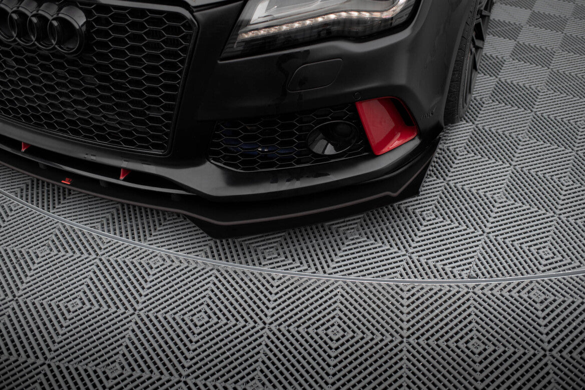 Street Pro Frontlippe passend für Audi A7 RS7 Look C7 schwarz matt + Hochglanz Flaps