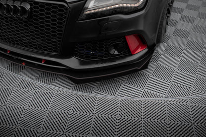 Street Pro Frontlippe passend für Audi A7 RS7 Look C7 schwarz matt + Hochglanz Flaps
