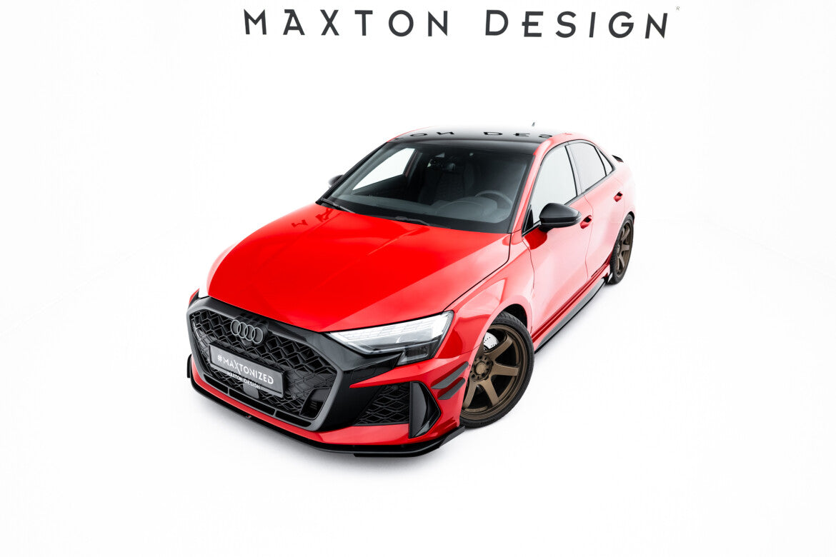 Street Pro Frontlippe passend für Audi RS3 Sportback 8Y FL schwarz matt + Hochglanz Flaps