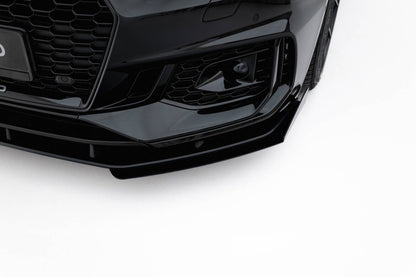 Street Pro Frontlippe passend für Audi RS5 Coupe / Sportback F5 schwarz matt + Hochglanz Flaps