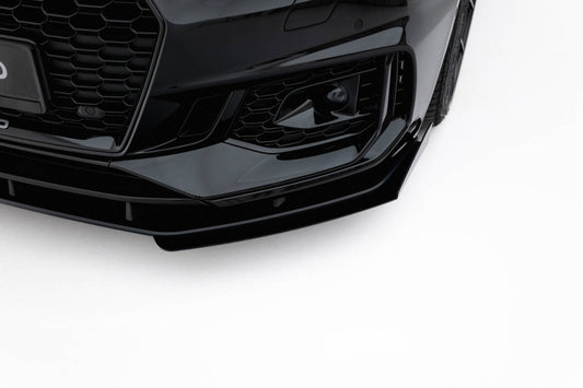 Street Pro Frontlippe passend für Audi RS5 Coupe / Sportback F5 schwarz matt + Hochglanz Flaps