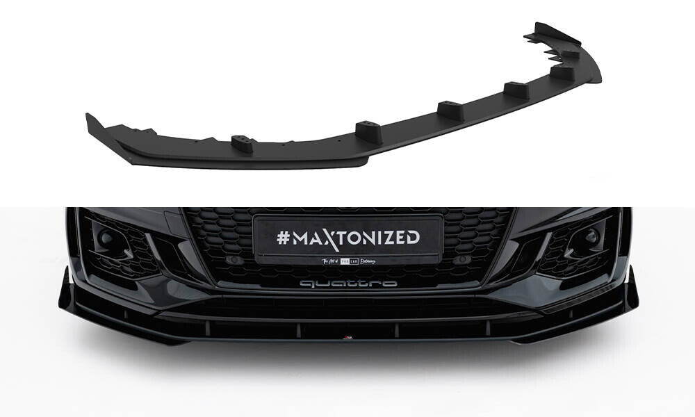 Street Pro Frontlippe passend für Audi RS5 Coupe / Sportback F5 schwarz matt + Hochglanz Flaps