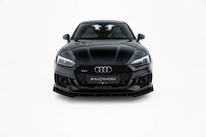 Street Pro Frontlippe passend für Audi RS5 Coupe / Sportback F5 schwarz matt + Hochglanz Flaps