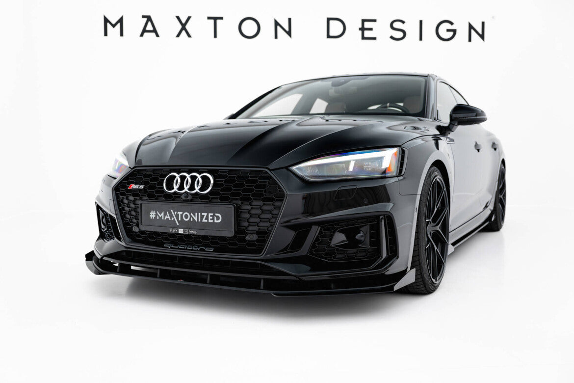Street Pro Frontlippe passend für Audi RS5 Coupe / Sportback F5 schwarz matt + Hochglanz Flaps
