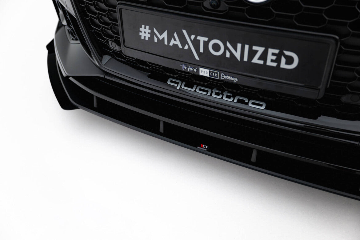 Street Pro Frontlippe passend für Audi RS5 Coupe / Sportback F5 schwarz matt + Hochglanz Flaps