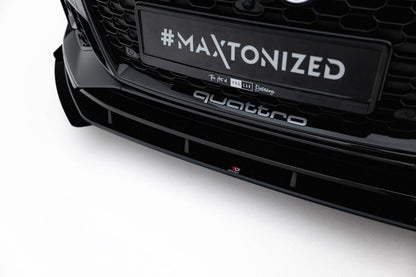 Street Pro Frontlippe passend für Audi RS5 Coupe / Sportback F5 schwarz matt + Hochglanz Flaps