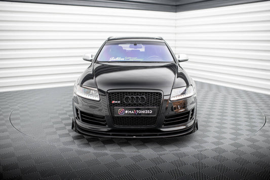 Street Pro Frontlippe passend für Audi RS6 Avant C6 schwarz matt + Hochglanz Flaps