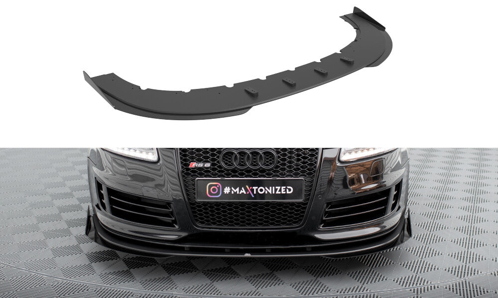 Street Pro Frontlippe passend für Audi RS6 Avant C6 schwarz matt + Hochglanz Flaps