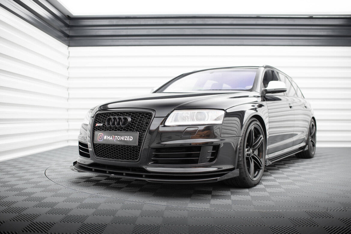 Street Pro Frontlippe passend für Audi RS6 Avant C6 schwarz matt + Hochglanz Flaps