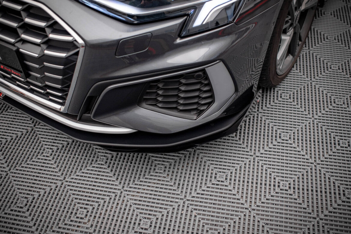Street Pro Frontlippe passend für Audi S3 / A3 S-Line 8Y schwarz matt + Hochglanz Flaps