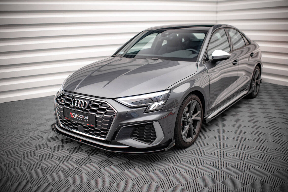 Street Pro Frontlippe passend für Audi S3 / A3 S-Line 8Y schwarz matt + Hochglanz Flaps