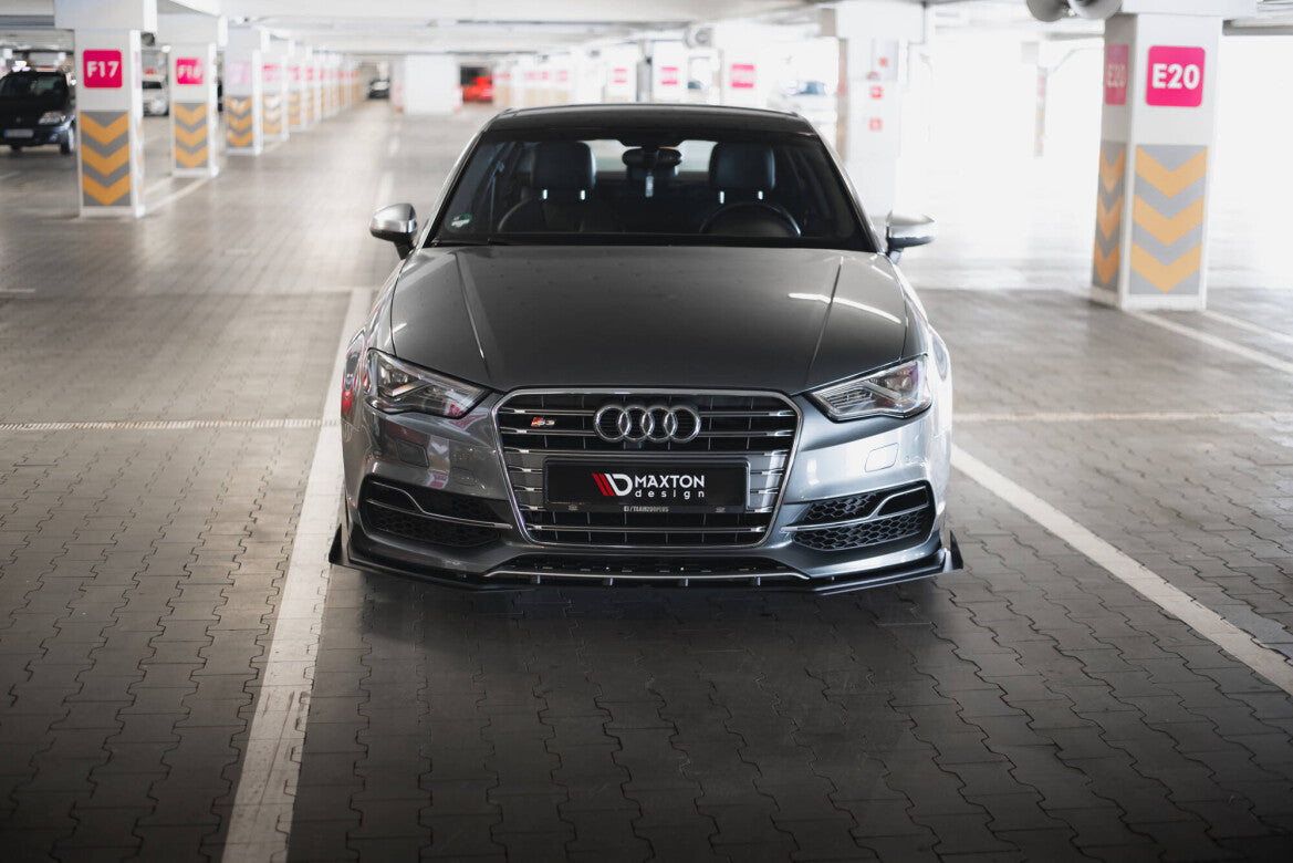 Street Pro Frontlippe passend für Audi S3 / A3 S-Line Limousine 8V schwarz matt + Hochglanz Flaps