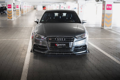 Street Pro Frontlippe passend für Audi S3 / A3 S-Line Limousine 8V schwarz matt + Hochglanz Flaps