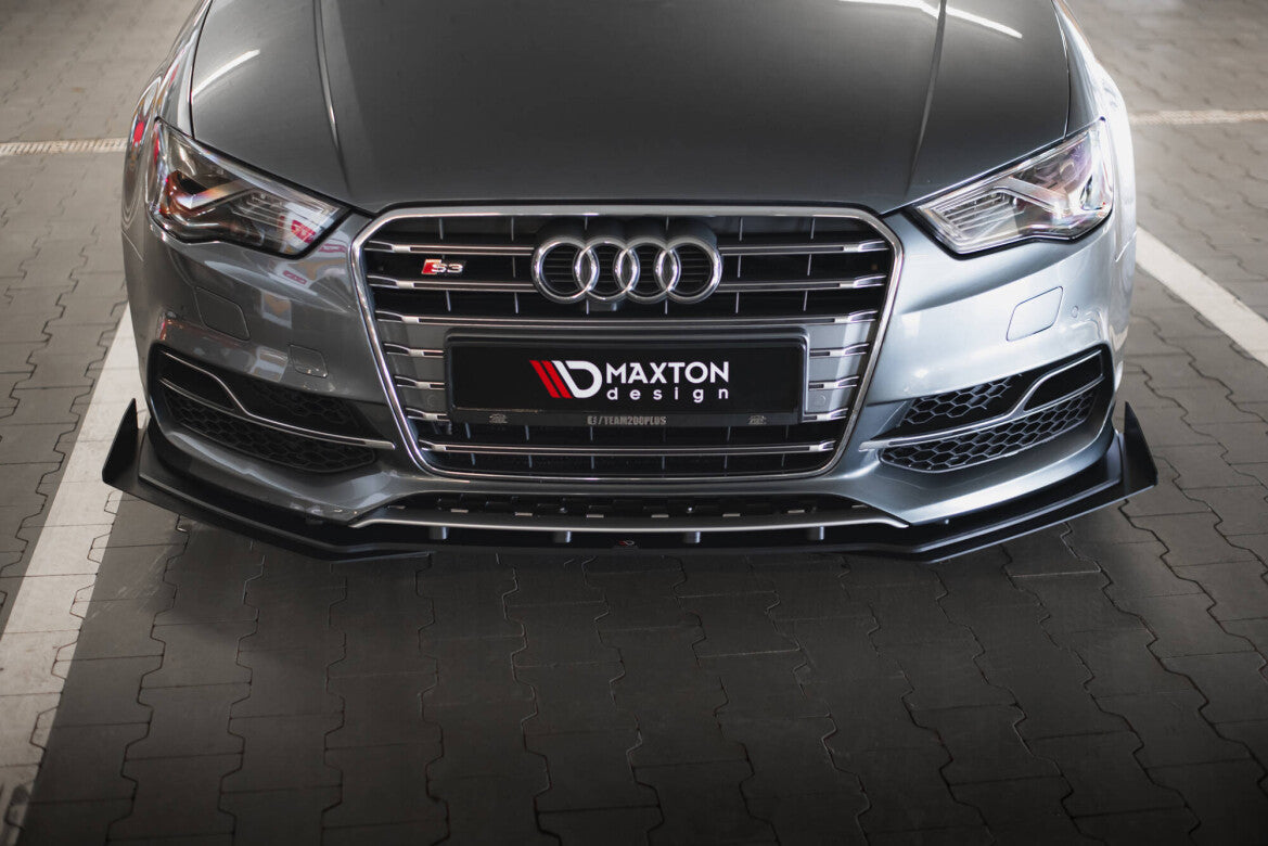 Street Pro Frontlippe passend für Audi S3 / A3 S-Line Limousine 8V schwarz matt + Hochglanz Flaps