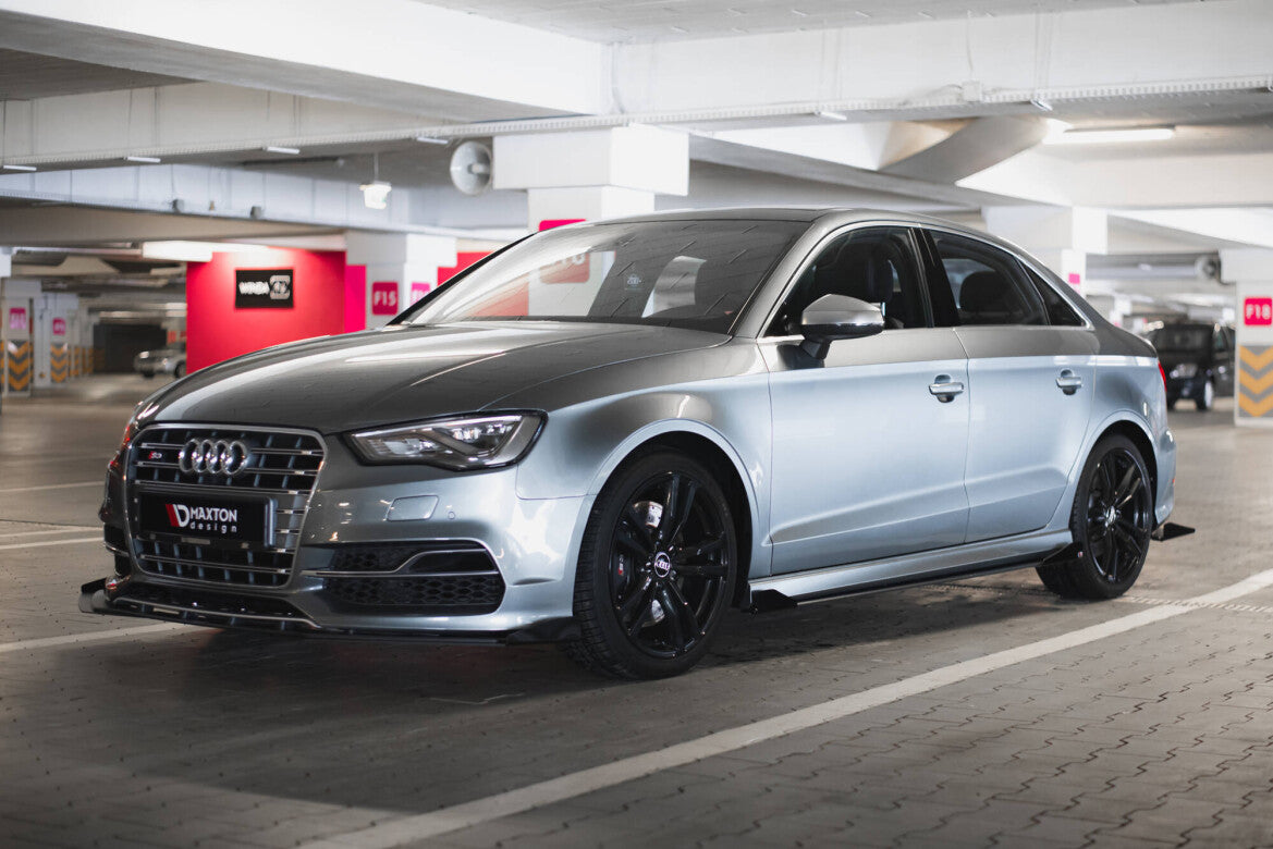 Street Pro Frontlippe passend für Audi S3 / A3 S-Line Limousine 8V schwarz matt + Hochglanz Flaps