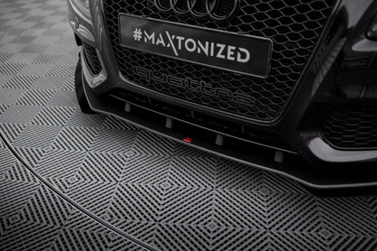 Street Pro Frontlippe passend für Audi S5 / A5 S-Line 8T roter Kern + Hochglanz Flaps