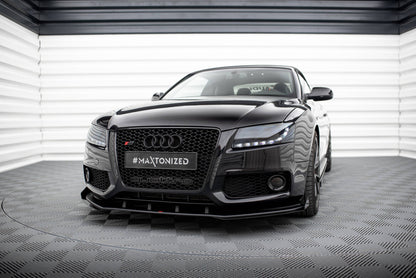 Street Pro Frontlippe passend für Audi S5 / A5 S-Line 8T roter Kern + Hochglanz Flaps
