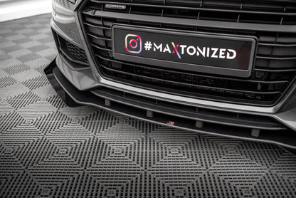 Street Pro Frontlippe passend für Audi TT S / S-Line 8S schwarz matt + Hochglanz Flaps
