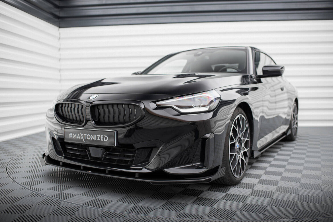 Street Pro Frontlippe passend für BMW 2 Coupe G42 schwarz matt + Hochglanz Flaps