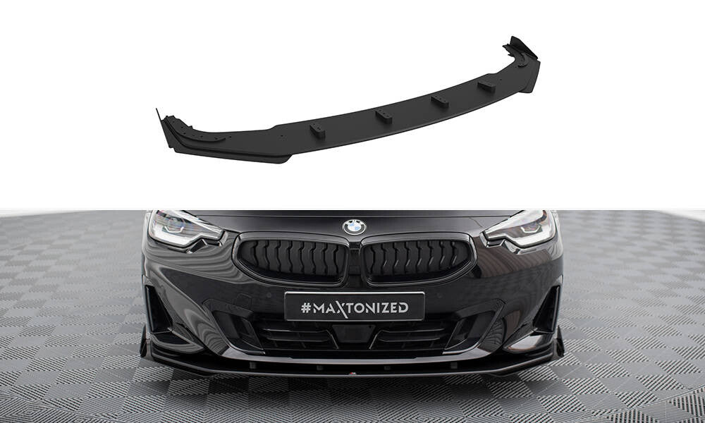 Street Pro Frontlippe passend für BMW 2 Coupe G42 schwarz matt + Hochglanz Flaps