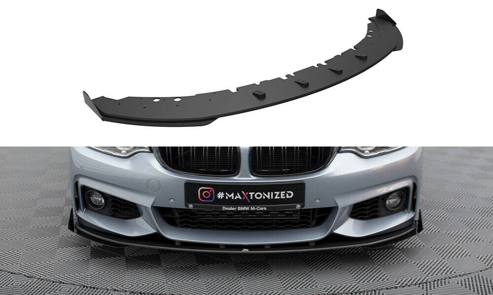Street Pro Frontlippe passend für BMW 4er Coupe / Gran Coupe / Cabrio M-Paket F32 / F36 / F33 schwarz matt + Hochglanz Flaps