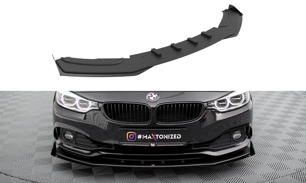 Street Pro Frontlippe passend für BMW 4er Gran Coupe F36 schwarz matt + Hochglanz Flaps