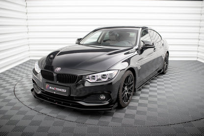 Street Pro Frontlippe passend für BMW 4er Gran Coupe F36 schwarz matt + Hochglanz Flaps