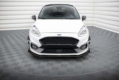Street Pro Frontlippe passend für Ford Fiesta Mk8 ST / ST-Line schwarz matt + Hochglanz Flaps