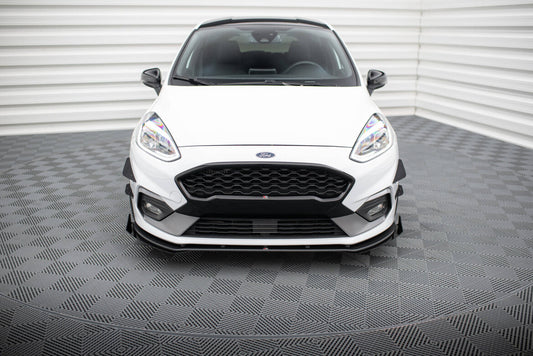 Street Pro Frontlippe passend für Ford Fiesta Mk8 ST / ST-Line schwarz matt + Hochglanz Flaps
