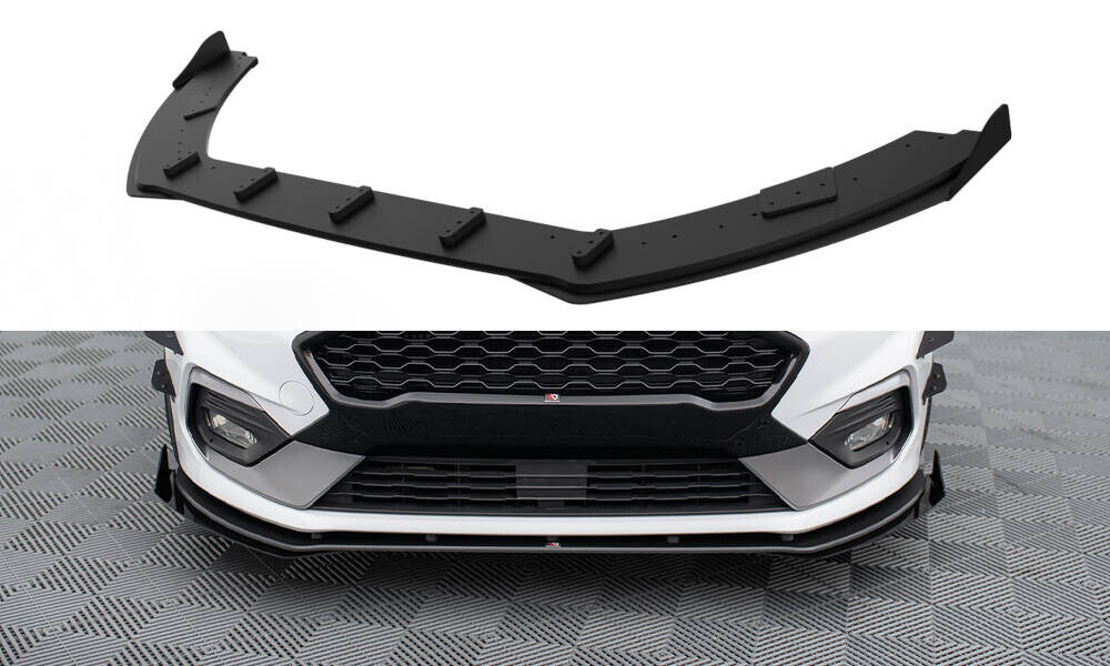 Street Pro Frontlippe passend für Ford Fiesta Mk8 ST / ST-Line schwarz matt + Hochglanz Flaps