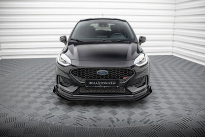 Street Pro Frontlippe passend für Ford Fiesta ST Mk8 FL schwarz matt + Hochglanz Flaps