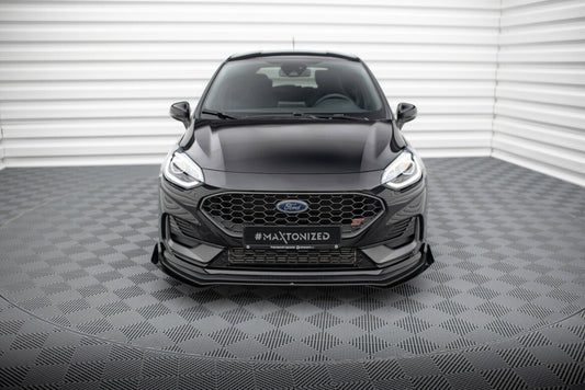 Street Pro Frontlippe passend für Ford Fiesta ST Mk8 FL schwarz matt + Hochglanz Flaps