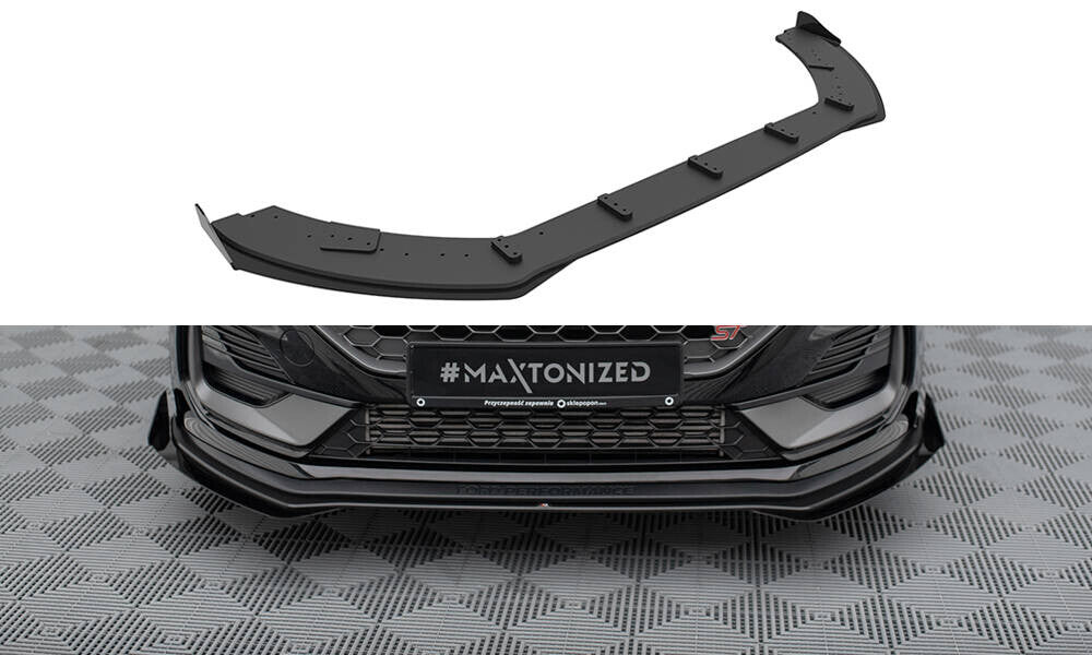 Street Pro Frontlippe passend für Ford Fiesta ST Mk8 FL schwarz matt + Hochglanz Flaps