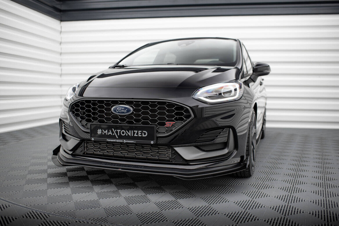 Street Pro Frontlippe passend für Ford Fiesta ST Mk8 FL schwarz matt + Hochglanz Flaps