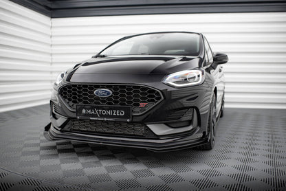 Street Pro Frontlippe passend für Ford Fiesta ST Mk8 FL schwarz matt + Hochglanz Flaps