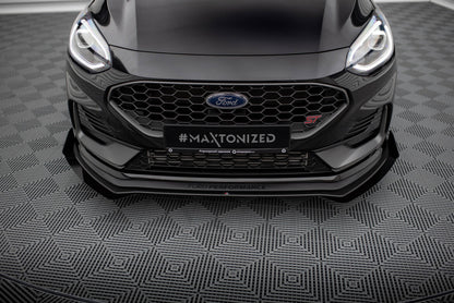 Street Pro Frontlippe passend für Ford Fiesta ST Mk8 FL schwarz matt + Hochglanz Flaps