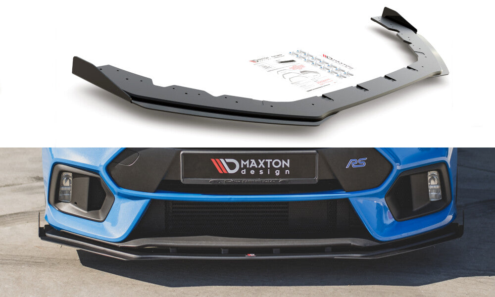 Street Pro Frontlippe passend für Ford Focus RS Mk3 schwarz matt + Hochglanz Flaps