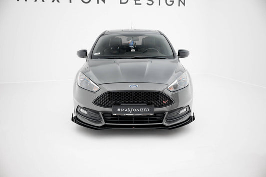 Street Pro Frontlippe passend für Ford Focus ST Mk3 FL schwarz matt + Hochglanz Flaps